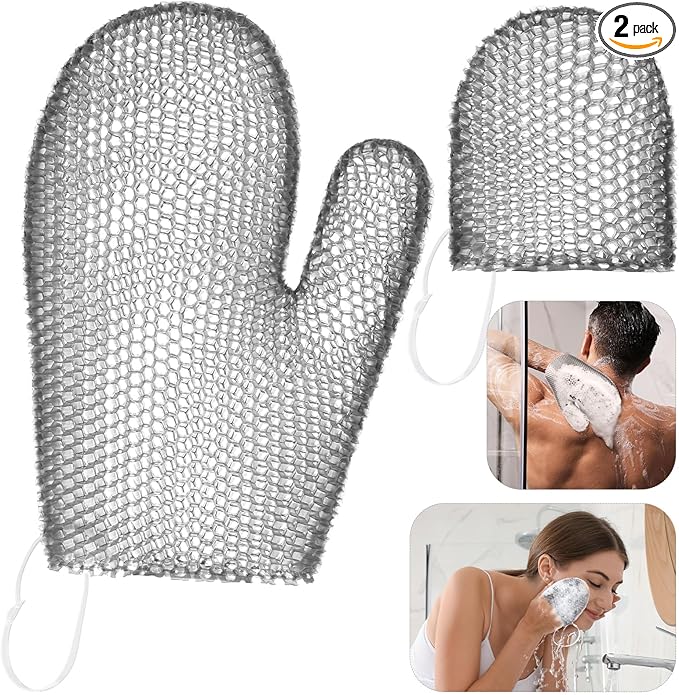 Vesici 2 Pcs Honeycomb Exfoliating Glove Set Exfoliating Bath Mitt Honeycomb Face and Body Scrubber Shower Mitt Sponges for Cleaning Body Shower Face Skin Beauty Spa(Gray)