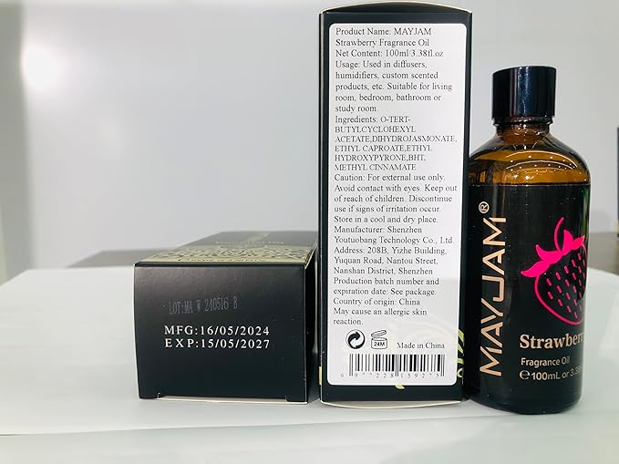 100ML/3.38FL.OZ Strawberry Fragrance Oils with Glass Dropper, Essential Oils for Diffusers for Home, Long Lasting Scented Oils for Diffusers Soap Candle Making