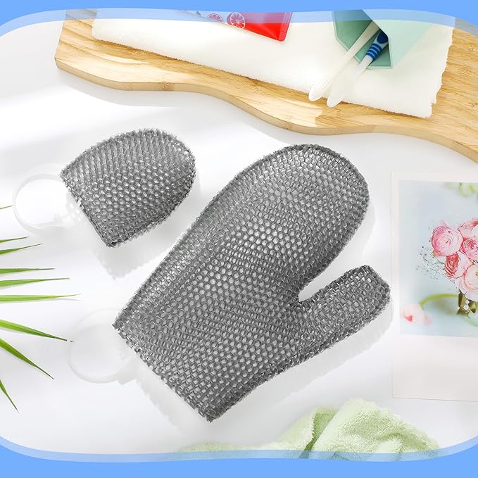 Vesici 2 Pcs Honeycomb Exfoliating Glove Set Exfoliating Bath Mitt Honeycomb Face and Body Scrubber Shower Mitt Sponges for Cleaning Body Shower Face Skin Beauty Spa(Gray)