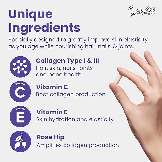Sanar Naturals Collagen Pills with Vitamin C, E - Supports Hair, Nail, Skin, Joint & Bone Health - Hydrolyzed Collagen for Women & Men Supplement - Grass Fed, Non-GMO, 150 Capsules
