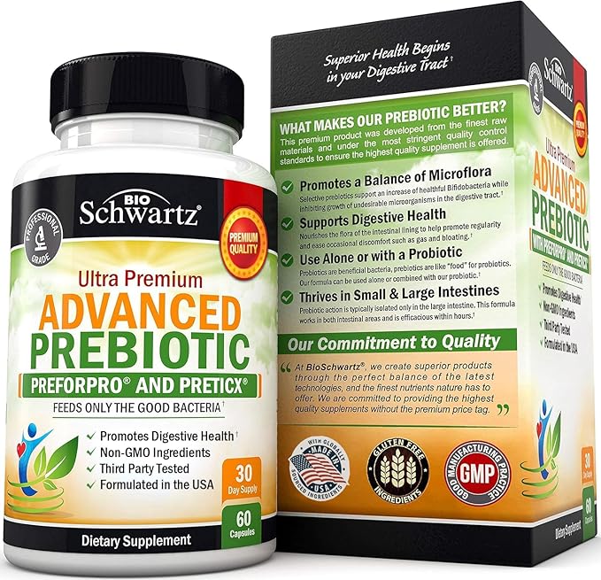 Advanced Prebiotics for Digestive Health - Fast Acting Gut Health Supplement with Clinically Validated Prebiotics for Women & Men for Healthy Gut Flora Bloating & Immune Support - 1 Month Supply