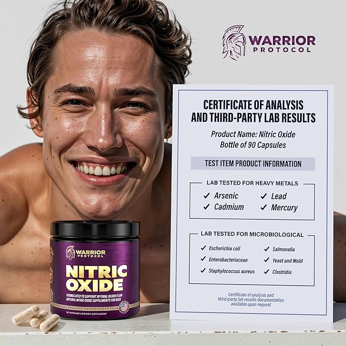 Nitric Oxide Supplements for Men - Nitric Oxide Booster for Blood Flow, Stamina Booster, Alpha Energy and Endurance - 90 Capsules