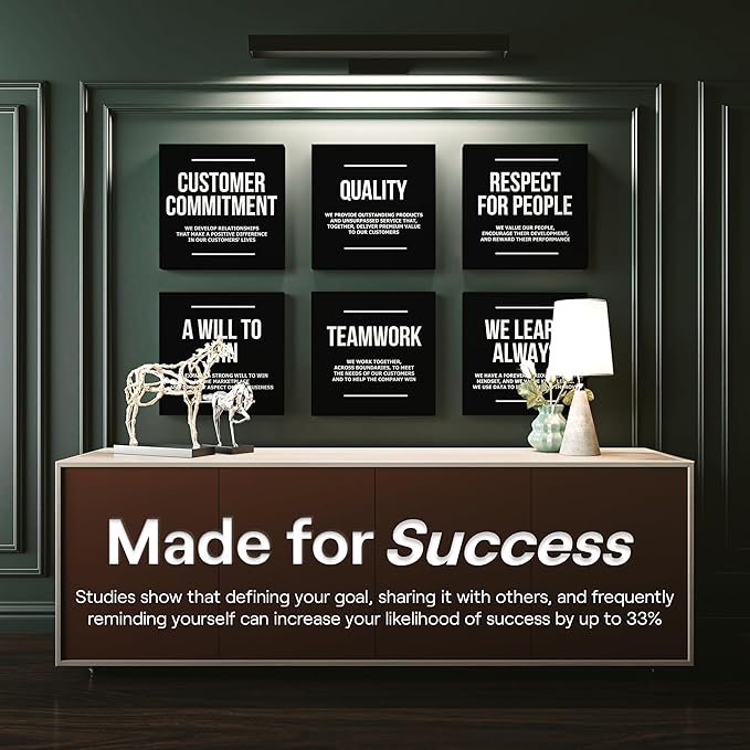 6X Motivational canvas, wall art for bedroom and office, inspirational black and white canvas poster, motivational poster set, decor bundle for home, wall pictures for living room (6x - 20 X 20 in)