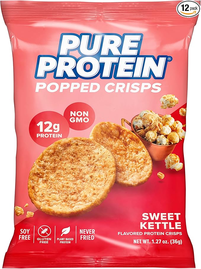 Pure Protein Popped Crisps, Sweet Kettle, High Protein Snack, 12G Protein, 1.27oz., 12 Count