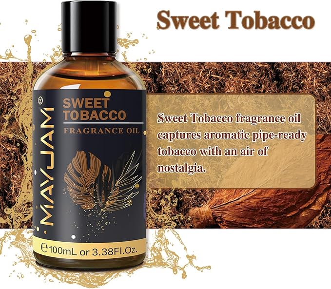 100ML/3.38FL.OZ Sweet Tobacco Fragrance Oils with Glass Dropper, Essential Oils for Diffusers for Home, Long Lasting Scented Oils for Diffusers Soap Candle Making
