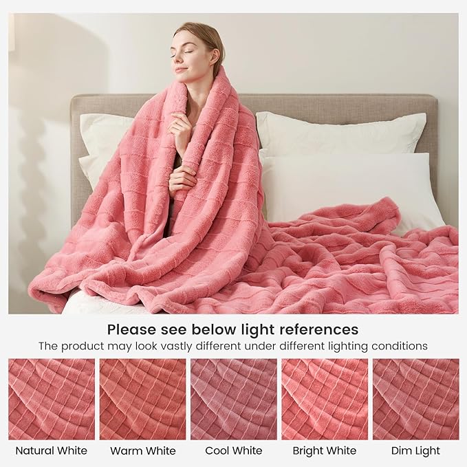 Cozy Bliss Fluffy Pink Faux Fur Throw Blanket for Couch,Lightweight Cozy Soft Throw Blankets for Sofa Bed Living Room,60x80 Inches