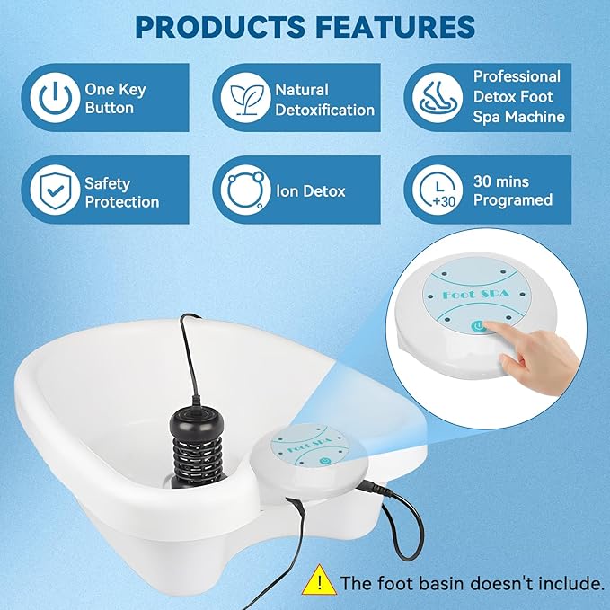 Pilipane Foot Bath Machine, Portable Ionic Detox Foot Bath Machine, Foot Cleanse Foot Detox Spa Machine for Home Use Spa Club Salon Travel