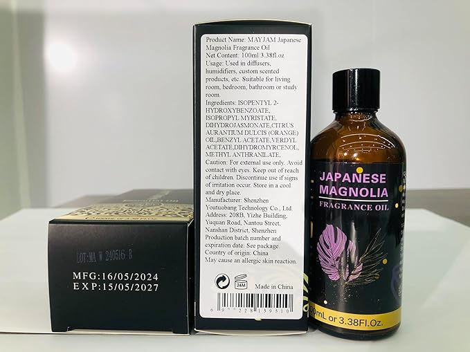 100ML/3.38FL.OZ Japanese Magnolia Fragrance Oils with Glass Dropper, Essential Oils for Diffusers for Home, Long Lasting Scented Oils for Diffusers Soap Candle Making