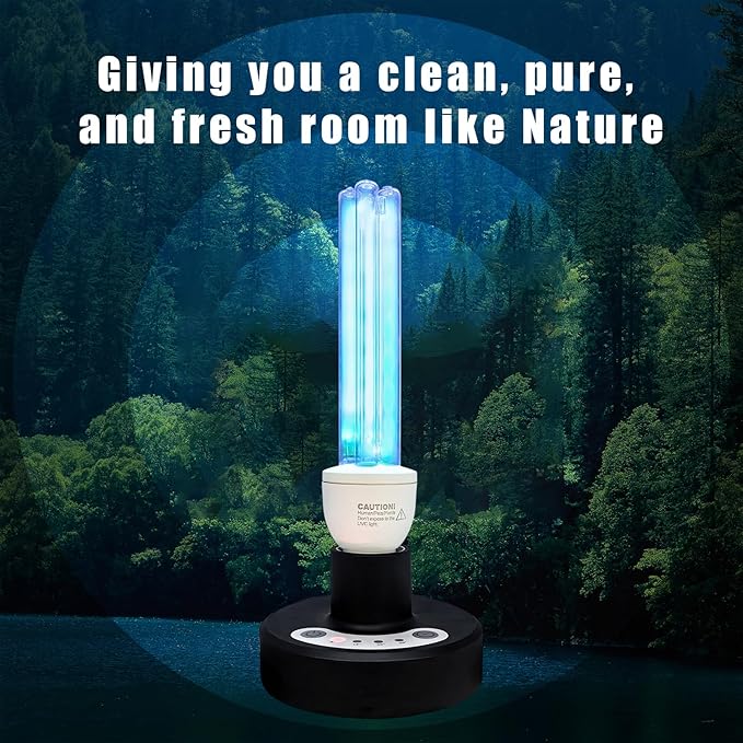 BAIMNOCM UV Light Sanitizer, UVC Disinfection Lamp with E26 Base and Remote Control, UV-C Light Bulb 25 Watts Indoor Use, 1 Count