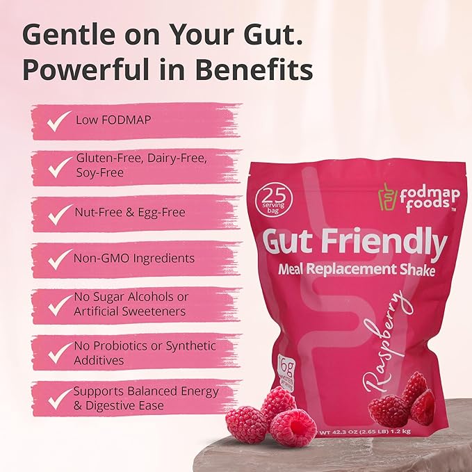 Certified Protein Shake Powder Meal Replacement – Gut Friendly 16g Plant Based Protein, Low Fermentation, Gluten-Free High Protein Meal Replacement Shake Powder | 25 Servings 44.1oz