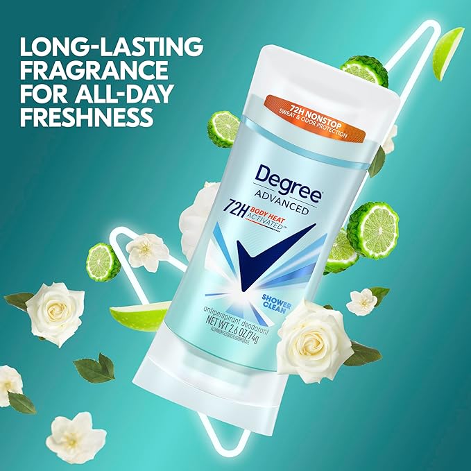 Degree Men and Women Antiperspirant Deodorant Bundle with 72-Hour Sweat & Odor Protection, MotionSense and Body Heat Activated Technologies, Black+White 2 Count 2.7 oz and Shower Clean 2.6 oz
