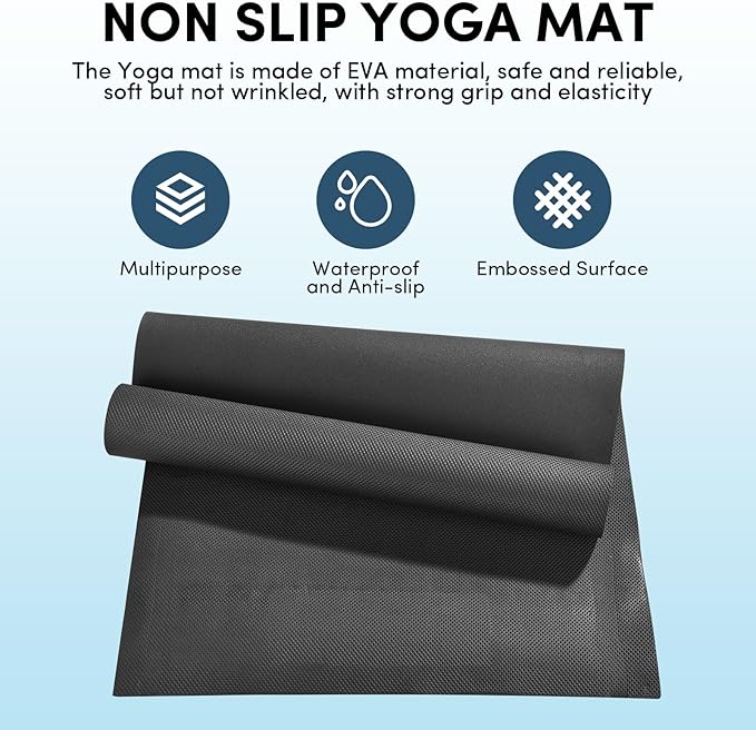 10 Pack Yoga Mats Bulk, 68'' x 24'' x 4mm Thick Black Yoga Mats for Kids and Adults, Anti-Slip Tear-Resistant Exercise Mat for Fitness Stretching Home Workout Gym and Studio