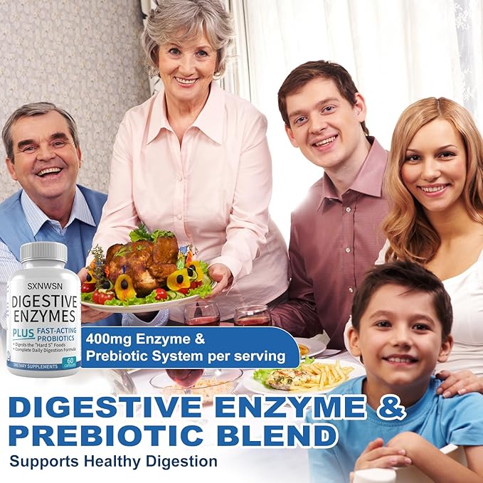 Digestive Enzymes with Probiotics & Prebiotics – Supports Gut Health & Nutrient Absorption – Promotes with Digestion – Plant-Based, 60 Capsules