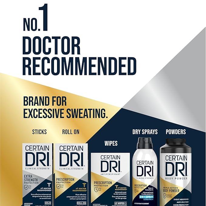 Certain Dri Everyday-Strength Clinical Solid Antiperspirant - 72-Hour Sweat & Odor Protection for Men & Women - Hyperhidrosis Treatment - Fresh Scent - #1 Doctor-Recommended - 2.6 oz - 3-Pack