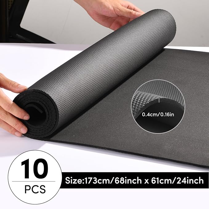10 Pack Yoga Mats Bulk, 68'' x 24'' x 4mm Thick Black Yoga Mats for Kids and Adults, Anti-Slip Tear-Resistant Exercise Mat for Fitness Stretching Home Workout Gym and Studio