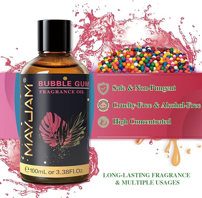 100ML/3.38FL.OZ Bubble Gum Fragrance Oils with Glass Dropper, Essential Oils for Diffusers for Home, Long Lasting Scented Oils for Diffusers Soap Candle Making