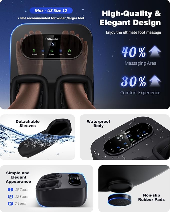 Foot Massager with Heat and Remote, Shiatsu Deep Kneading Feet Massager for Plantar Fasciitis & Neuropathy, Foot Warmer, Gifts for Mom Women Men Dad, Fits Up to Men Size 12