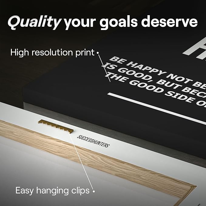 6X Motivational canvas, wall art for bedroom and office, inspirational black and white canvas poster, motivational poster set, decor bundle for home, wall pictures for living room (6x - 30 X 30 in)