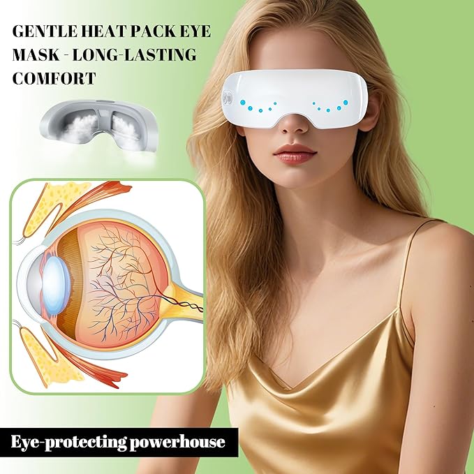 Smart Hot & Cold Steam Mask for 2 Adjustable Levels Dry Eye Relief Hydrating Mist with 3D Contour Fit 10-Minute Auto Timer Gentle Eye Massage