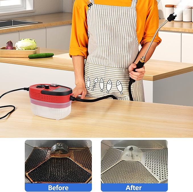 Handheld Steam Cleaner Portable High-pressure Steam Cleaner with 3 Brushes and 1 Glass Scraper Quickly Generates High-temperature Steam to Deeply Clean Kitchens and Car Seats