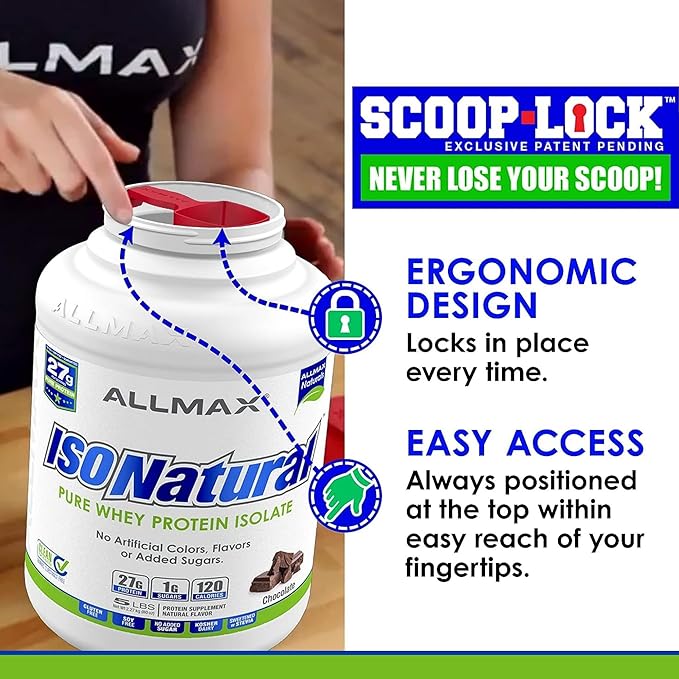 ALLMAX Nutrition ISONATURAL Whey Protein Isolate, Vanilla - 5 lb - 27 Grams of Protein Per Scoop - Zero Fat & Sugar - 99% Lactose Free - with Prebiotics - No Artificial Flavors - 73 Servings