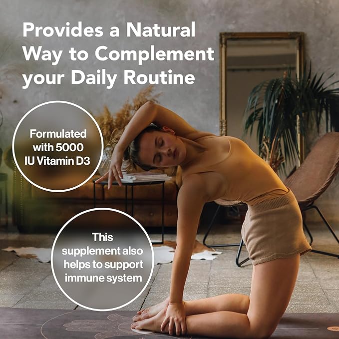 Quantum Nutrition Labs Vitamin D3 and K2 Supplement - Bone & Heart Health Support for Women & Men, 5000 IU, Vegan Vitamins, Allows Calcium Absorption, Gluten-Free - 30 Plant Based Capsules