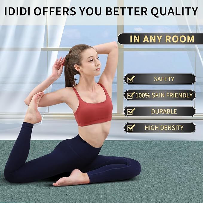 8mm Large Yoga Mat (6'x 4') - Extra Long and Wide 72 x 48 x 0.32 inches, Non-Slip POE Fitness Mat, Eco-Friendly, Thick Wide Exercise Mat for Home Workouts,Ideal for Yoga and Pilates.
