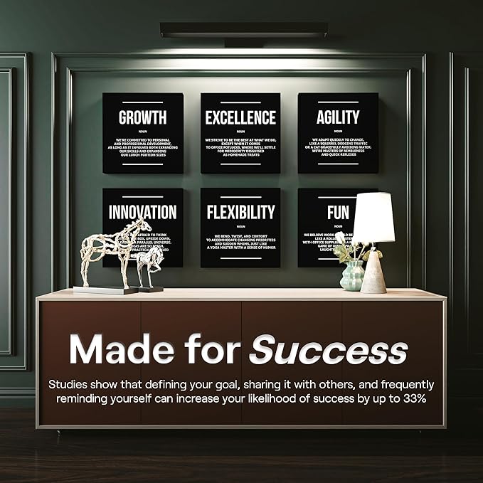 6X Motivational canvas, wall art for bedroom and office, inspirational black and white canvas poster, motivational poster set, decor bundle for home, wall pictures for living room (6x - 8 x 8 in)