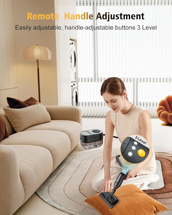 1600MLHandheld Steam Cleaner,2500W Portable Steam Cleaner 3-Speed Adjustable Handle,High-Temperature steamer for Car,Home kitchens,Camping