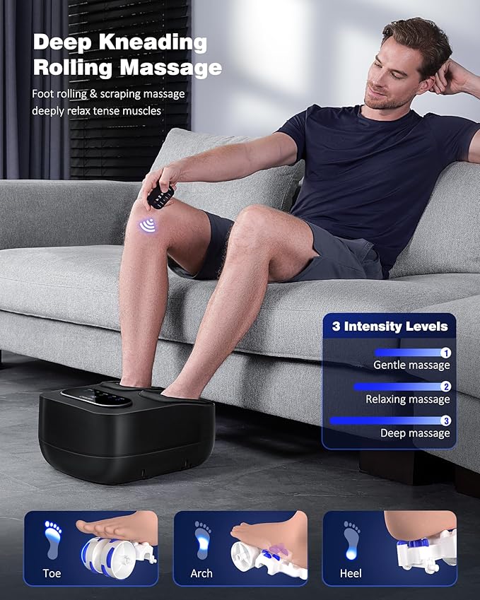 Foot Massager with Heat and Remote, Shiatsu Deep Kneading Feet Massager for Plantar Fasciitis & Neuropathy, Foot Warmer, Gifts for Mom Women Men Dad, Fits Up to Men Size 12