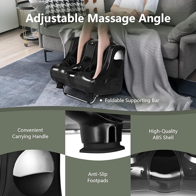 Giantex Foot and Calf Massager with Heat - Shiatsu Foot Massager Machine with Vibration, Deep Kneading, 3-Level Intensity Modes, Electric Foot Massager for Tired Feet, Leg, Calf Pain Relief (Black)