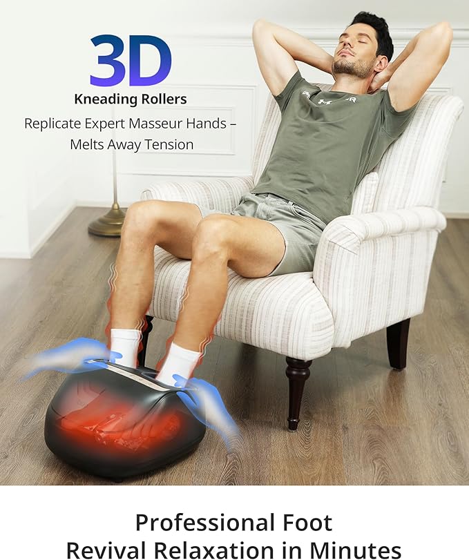 Foot Massager with 2 Level Heat, 3 Level Air Compression & Vibration, Deep Kneading Shiatsu, Remote Control &Timer for Pain Relief, Neuropathy, Plantar Fasciitis, Relaxation for Long Stand & Fitness