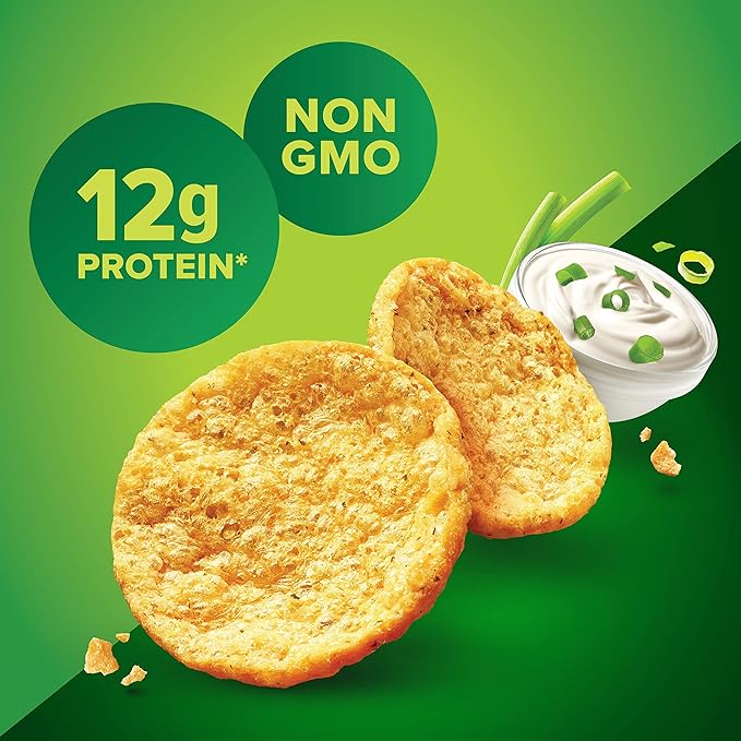 Pure Protein Popped Crisps, Sour Cream & Onion, High Protein Snack, 12G Protein, 1.27oz., 12 Count