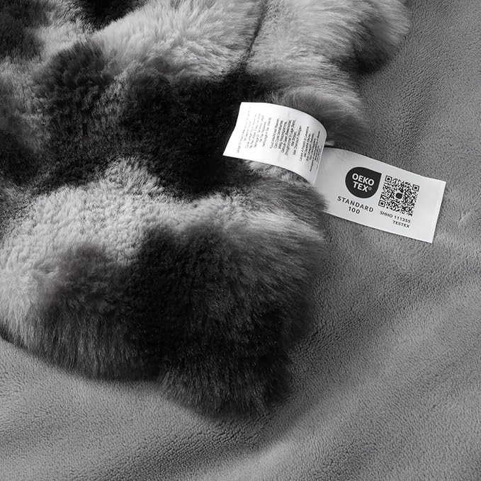 Amélie Home Faux Fur Throw Blanket for Couch, Fuzzy Soft Plush Thick Bubble Blanket for Sofa Bedroom Living Room, 60"x80" Inches, Tie-dye Black