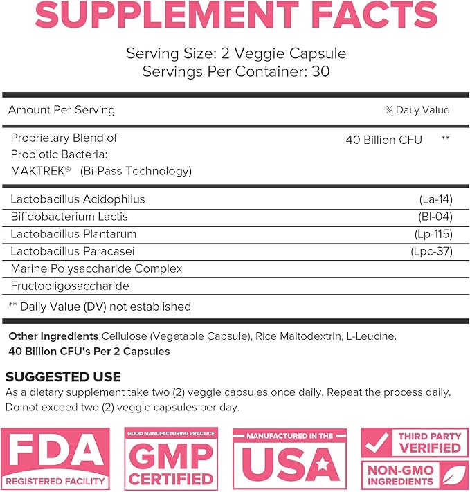 Probiotics 40 Billion CFU | Probiotics for Women & Men | Supports Digestion, Gut Health & Immune System with Digestive Enzymes - 60 Veggie Count