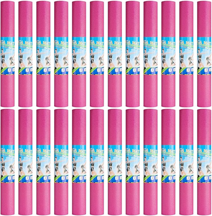 Funtery 24 Pcs 3 mm Thick Yoga Mat Exercise Workout Mat Non Slip Fitness Yoga Pad for Women Gym Home Yoga Pilates