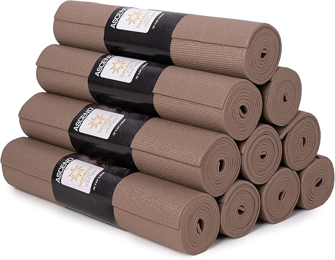 Sunshine Yoga 4 or 10 Pack Ascend Yoga Mat - 72" x 24" x 6mm Non-Slip Exercise Mat - Tear-Resistant, Non-Toxic Workout Mats for Pilates, Home, Studio, Fitness, Gym, Training, Floor Stretching