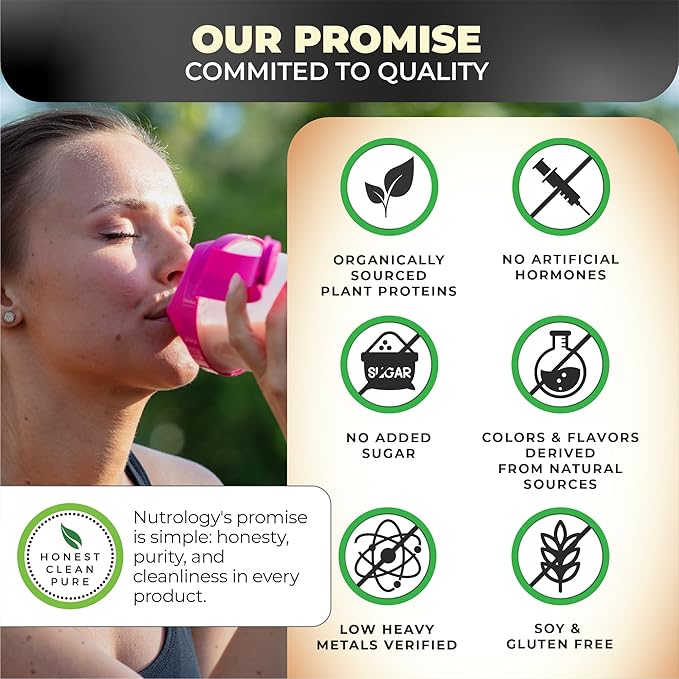 Nutrology TRIPACT Vegan Protein Powder - Organic Pea, Rice & Pumpkin Protein, BCAAs & Glutamine Plant-Based Meal Replacement Shakes for Muscle Recovery & Immunity, Peanut Butter & Vanilla, 20 Servings