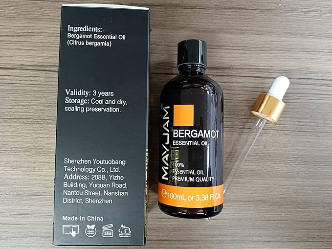 100ML/3.38FL.OZ Bergamot Fragrance Oils with Glass Dropper, Essential Oils for Diffusers for Home, Long Lasting Scented Oils for Diffusers Soap Candle Making