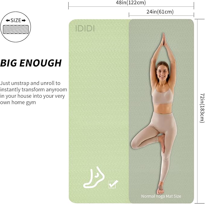 8mm Large Yoga Mat (6'x 4') - Extra Long and Wide 72 x 48 x 0.32 inches, Non-Slip POE Fitness Mat, Eco-Friendly, Thick Wide Exercise Mat for Home Workouts,Ideal for Yoga and Pilates.