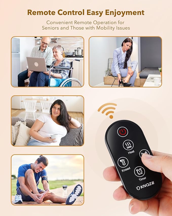 Foot Massager with Heat and Remote, Shiatsu Deep Kneading Feet Massager for Plantar Fasciitis & Neuropathy, Foot Warmer, Gifts for Mom Women Men Dad, Fits Up to Men Size 12(Gold)