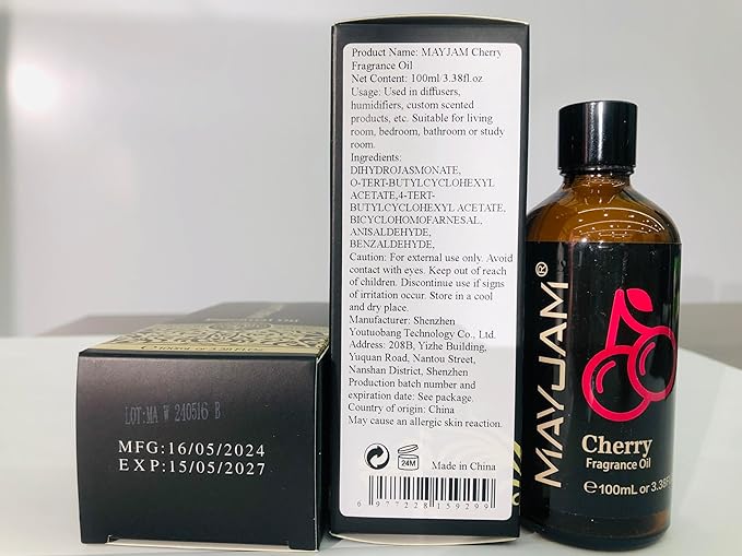100ML/3.38FL.OZ Cherry Fragrance Oils with Glass Dropper, Essential Oils for Diffusers for Home, Long Lasting Scented Oils for Diffusers Soap Candle Making