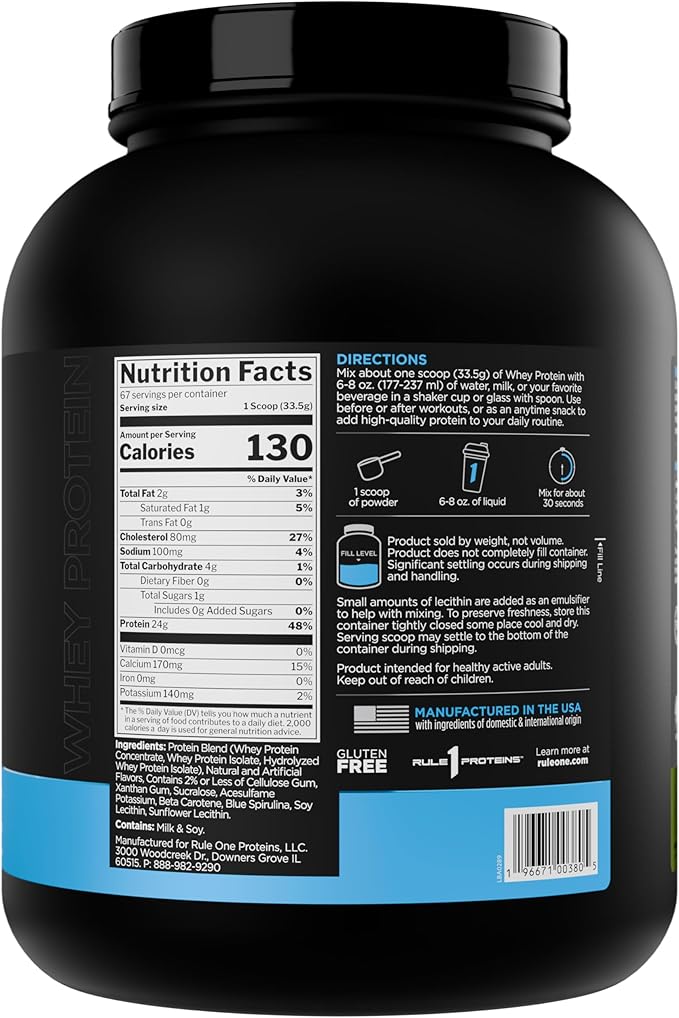 Rule 1 Whey Protein – 24g Fast-Acting Protein from All-Whey Sources with Naturally Occurring EAAs & BCAAs for Workout Recovery or Anytime Use (5 Pounds*, Pistachio Ice Cream)