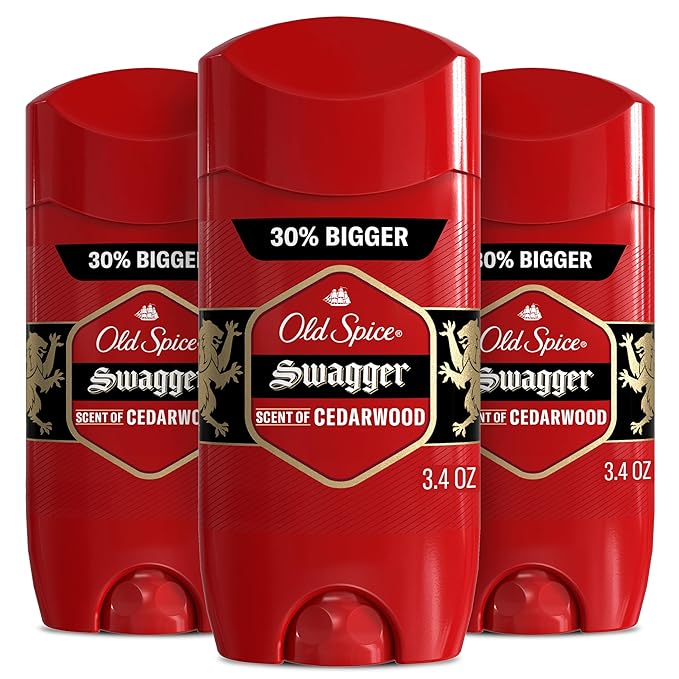 Old Spice Antiperspirant Deodorant for Men, 24/7 Sweat & Odor Protection, 24/7 Lasting Freshness, Invisible Solid, Swagger with Cedarwood Scent, 3.4 oz (Pack of 3)