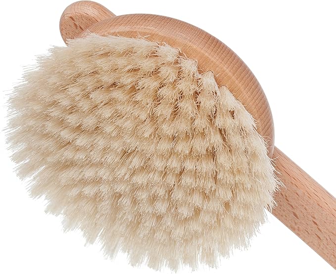 Redecker Natural Pig Bristle Bath Brush with Oiled Beechwood Handle, Made in Germany, 18-1/2-Inches