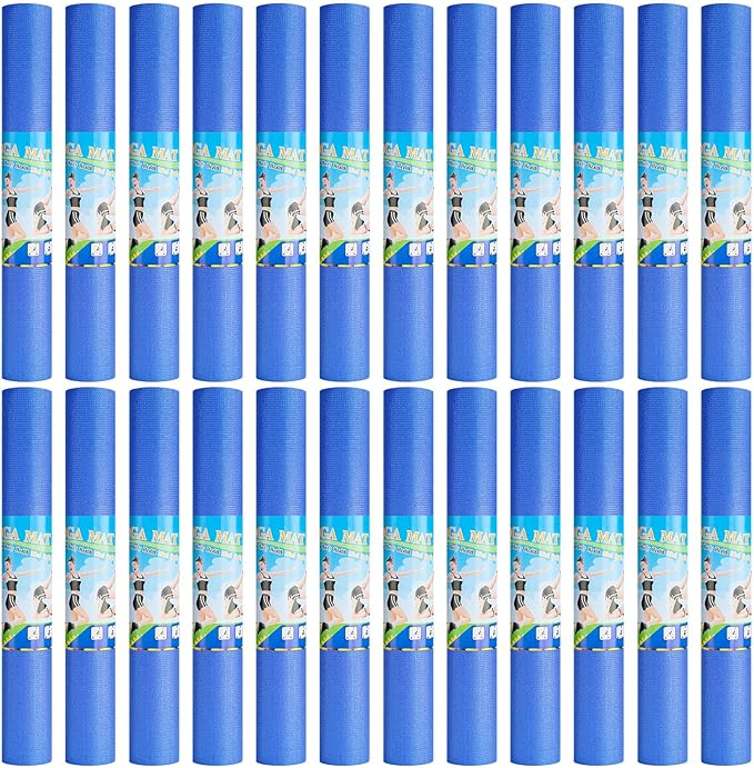 Funtery 24 Pcs 3 mm Thick Yoga Mat Exercise Workout Mat Non Slip Fitness Yoga Pad for Women Gym Home Yoga Pilates