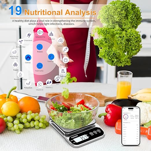 Smart Food Scale Digital Weight Grams and Oz, 3kg/0.1g Kitchen Scale for Weight Loss, Cooking, Baking, Super Accurate, Easy to Clean and Store, Tare Function (Batteries Included)