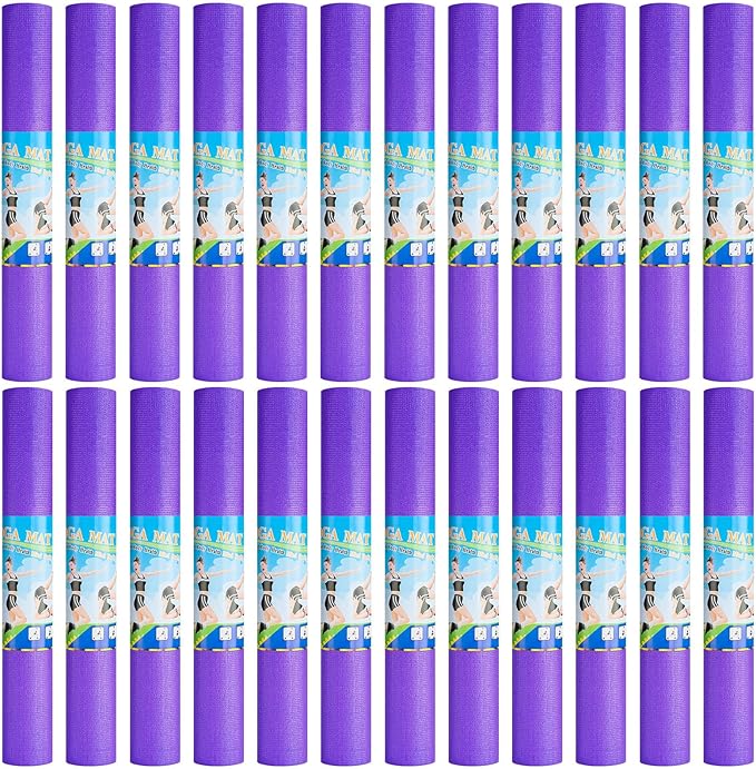 Funtery 24 Pcs 3 mm Thick Yoga Mat Exercise Workout Mat Non Slip Fitness Yoga Pad for Women Gym Home Yoga Pilates