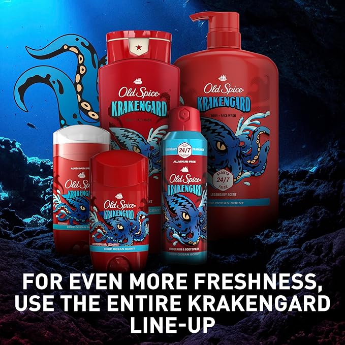 Old Spice Aluminum Free Deodorant for Men, 24/7 Odor Protection, 24/7 Freshness & Lasting Scent, Krakengard Scent, 3.0 oz (Pack of 3)