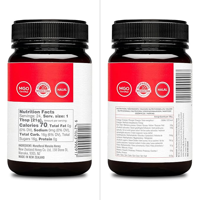 New Zealand Honey Co. Raw Manuka Honey UMF 15+ | MGO 514+, UMF Certified / 17.6oz